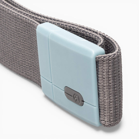 Open buckle on the Polar Mag stretch belt in Charcoal/Cove by Arcade Belts