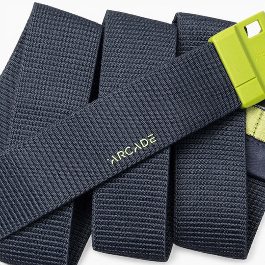 Patch detail on the Polar Mag magnetic stretch belt in Navy/Clover by Arcade Belts